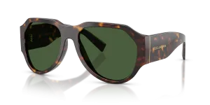 แว่นกันแดด Dolce & Gabbana DG4504-502/71 ทรงนักบิน กรอบอะซิเตทลายฮาวานา เลนส์เขียวเข้ม สำหรับผู้ชาย