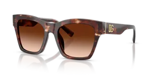 แว่นกันแดด Dolce & Gabbana DG4512-322274 มุมเฉียง กรอบอะซิเตทฮาวานาแดงเข้มขัดเงา เลนส์น้ำตาลไล่ระดับ สำหรับผู้หญิง
