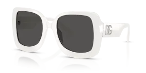 แว่นกันแดด Dolce & Gabbana DG4513-331287 ทรงสี่เหลี่ยมจัตุรัสกรอบขาว เลนส์เทาเข้ม สำหรับผู้หญิง