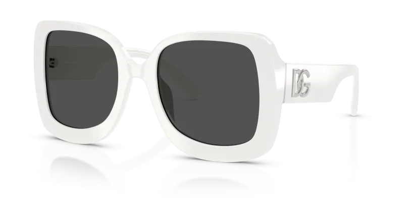 แว่นกันแดด Dolce & Gabbana DG4513-331287 ทรงสี่เหลี่ยมจัตุรัสกรอบขาว เลนส์เทาเข้ม สำหรับผู้หญิง