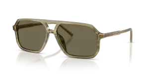 แว่นกันแดด Dolce & Gabbana DG4541-3480/3 มุมเฉียง กรอบอะซิเตทเขียวลายแถบผิวขัดเงา เลนส์น้ำตาล สำหรับผู้ชาย