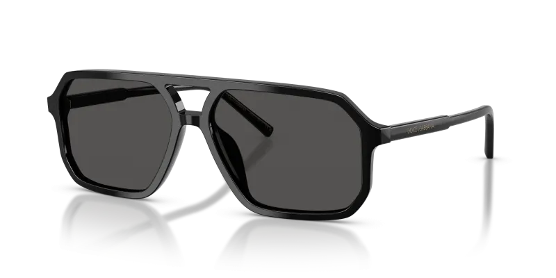 แว่นกันแดด Dolce & Gabbana DG4541-501/87 มุมเฉียง กรอบอะซิเตทสีดำ เลนส์เทาเข้ม สำหรับผู้ชาย