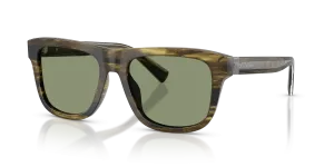 แว่นกันแดด Dolce & Gabbana DG4545-306682 มุมเฉียง กรอบอะซิเตทแถบเขียวผิวขัดเงา เลนส์เขียว สำหรับผู้ชาย