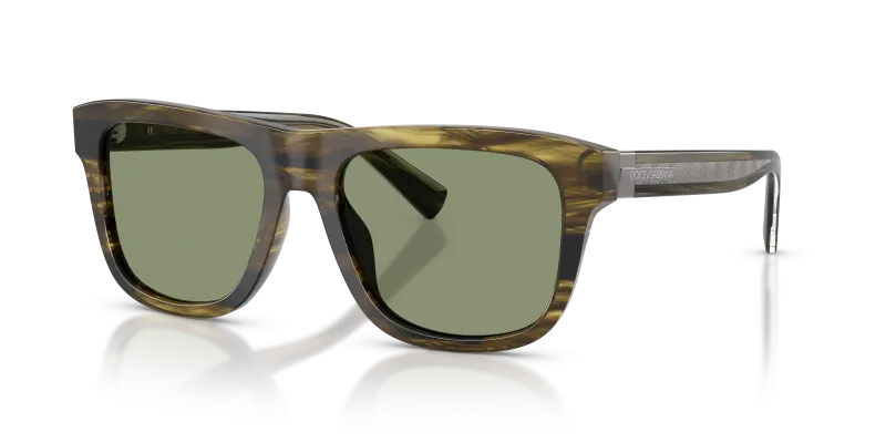 แว่นกันแดด Dolce & Gabbana DG4545-306682 Striped Green Green แว่นกันแดด Dolce & Gabbana DG4545-306682 มุมเฉียง กรอบอะซิเตทแถบเขียวผิวขัดเงา เลนส์เขียว สำหรับผู้ชาย