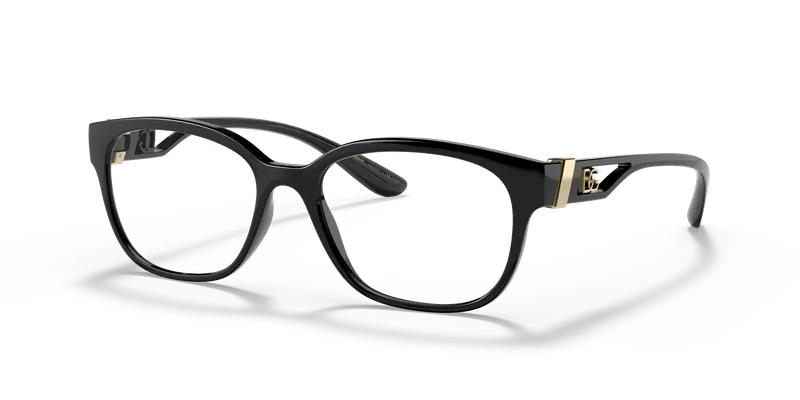 กรอบแว่นสายตา Dolce & Gabbana DG5066-501 Black แว่นสายตา Dolce & Gabbana DG5066-501 มุมเฉียง กรอบสี่เหลี่ยมจัตุรัสสีดำผิวประกาย สำหรับผู้หญิง
