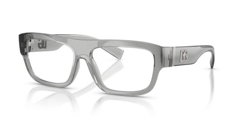กรอบแว่นสายตา Dolce & Gabbana DG5114-3160 Transparent Grey แว่นสายตา Dolce & Gabbana DG5114-3160 มุมเฉียง กรอบเทาโปร่งใสผิวขัดเงา เต็มขอบ สำหรับผู้ชาย