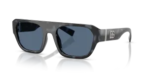 แว่นกันแดด Dolce & Gabbana DG6206-344380 มุมเฉียง กรอบฮาวานาน้ำเงินผิวขัดเงา เลนส์น้ำเงินเข้ม สำหรับผู้ชาย