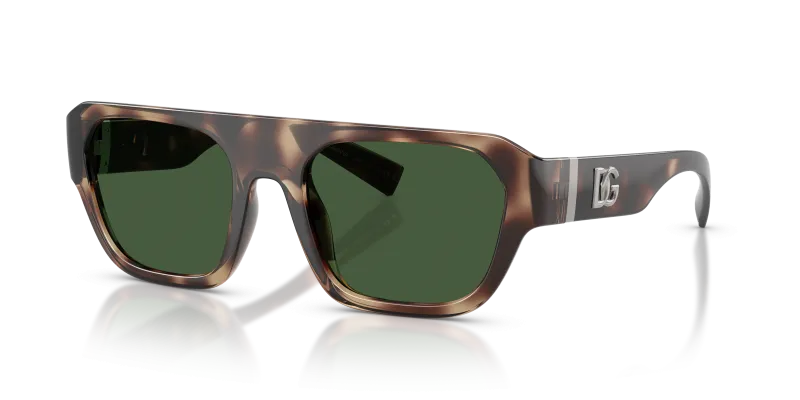 แว่นกันแดด Dolce & Gabbana DG6206-344482 Brown Havana Dark Green แว่นกันแดด Dolce & Gabbana DG6206-344482 มุมเฉียง กรอบฮาวานาน้ำตาลผิวขัดเงา เลนส์เขียวเข้ม สำหรับผู้ชาย