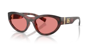 แว่นกันแดด Dolce & Gabbana DG6207-347684 ทรงตาแมวลายฮาวานาชมพู เลนส์ชมพู สำหรับผู้หญิง