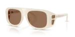 แว่นกันแดด Dolce & Gabbana DG6208-303973 มุมเฉียง ทรงนักบินสีน้ำนมโอปอลผิวขัดเงา เลนส์สีน้ำตาลเข้ม สำหรับผู้ชาย
