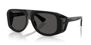 แว่นกันแดด Dolce & Gabbana DG6208-501/87 มุมเฉียง ทรงนักบินกรอบสีดำผิวขัดเงา เลนส์สีเทาเข้ม สำหรับผู้ชาย