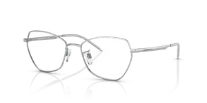 แว่นสายตา Emporio Armani EA1133-3015 มุมเฉียงกรอบโลหะเงินประกายทรงผีเสื้อพร้อมขาสีเดียวกัน ไซซ์ 53