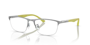 แว่นสายตา Emporio Armani EA1142-3045 มุมเฉียงหน้ากรอบโลหะเงินด้านทรงหมอนครึ่งขอบ ขาอลูมิเนียม ไซซ์ 56