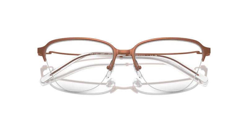 แว่นสายตา Emporio Armani EA1161-3381 ระยะใกล้หน้าแว่นน้ำตาลประกายผิวขัดเงา