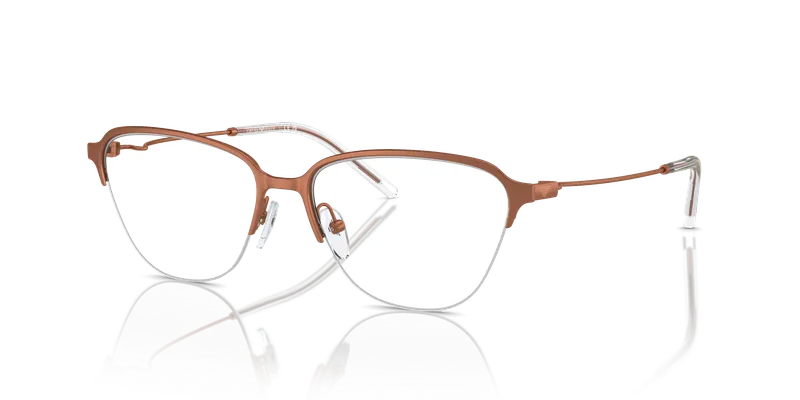 แว่นสายตา Emporio Armani EA1161-3381 มุมเฉียงกรอบโลหะน้ำตาลประกายทรงเรขาคณิตครึ่งขอบ ไซซ์ 54