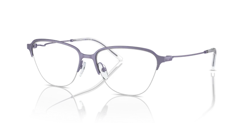 แว่นสายตา Emporio Armani EA1161-3383 มุมเฉียงโลหะไลแลคประกายในทรงเรขาคณิตครึ่งขอบ ไซซ์ 54