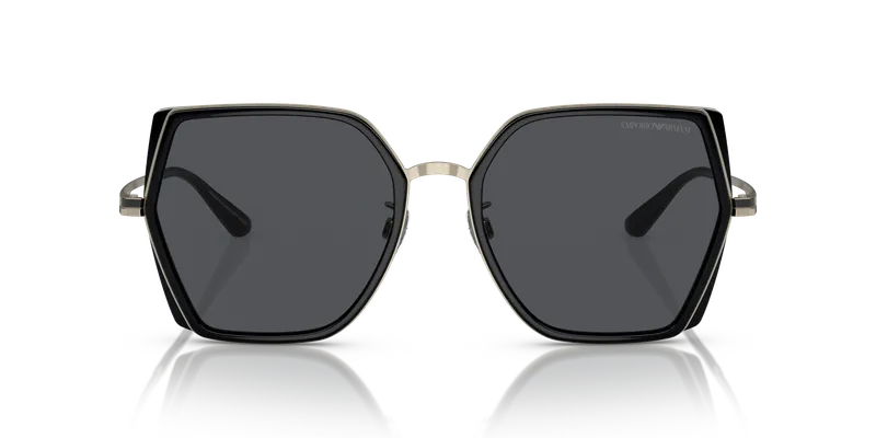 แว่นกันแดด Emporio Armani EA2142D-301387 ด้านหน้าสี่เหลี่ยมจัตุรัสทองซีดประกายและดำ