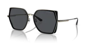 แว่นกันแดด Emporio Armani EA2142D-301387 มุมเฉียงกรอบโลหะทองซีดประกายและดำ เลนส์เทาเข้ม ไซซ์ 56