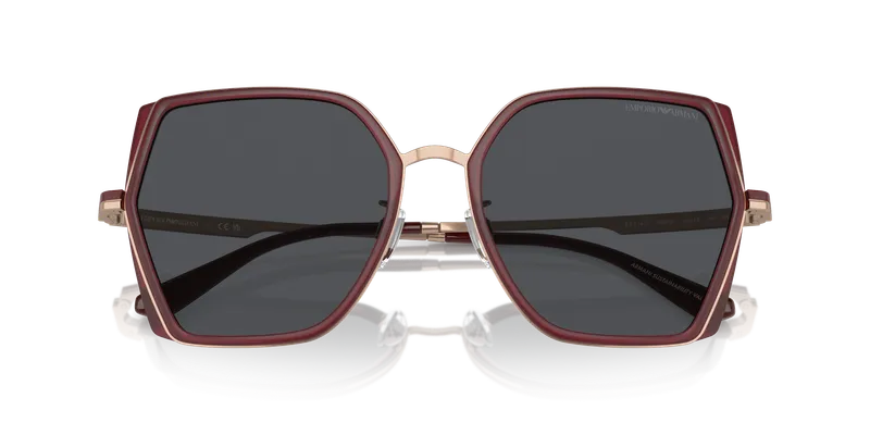 แว่นกันแดด Emporio Armani EA2142D-333487 ระยะใกล้คู่สีโรสโกลด์และบอร์โดซ์กับเลนส์เทาเข้ม