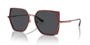 แว่นกันแดด Emporio Armani EA2142D-333487 มุมเฉียงโลหะโรสโกลด์กับบอร์โดซ์โอปอล เลนส์เทาเข้ม ไซซ์ 56