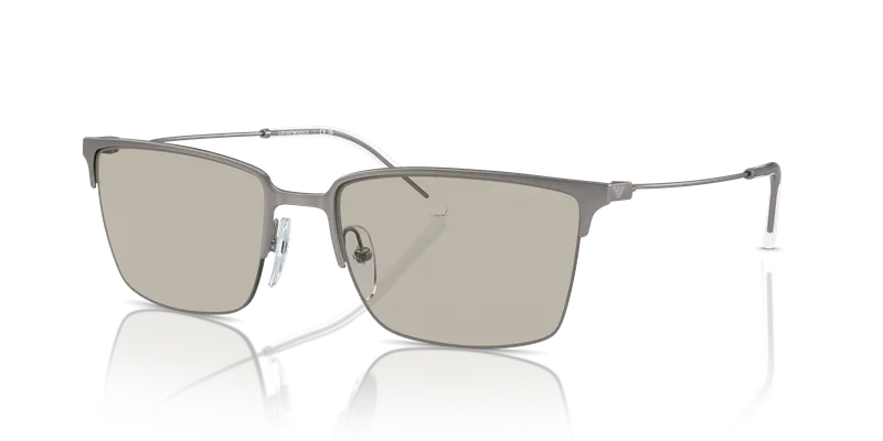 แว่นกันแดด Emporio Armani EA2155-3003/3 มุมเฉียง กรอบโลหะครึ่งขอบสีกันเมทัลด้าน เลนส์น้ำตาลอ่อน สำหรับผู้ชาย