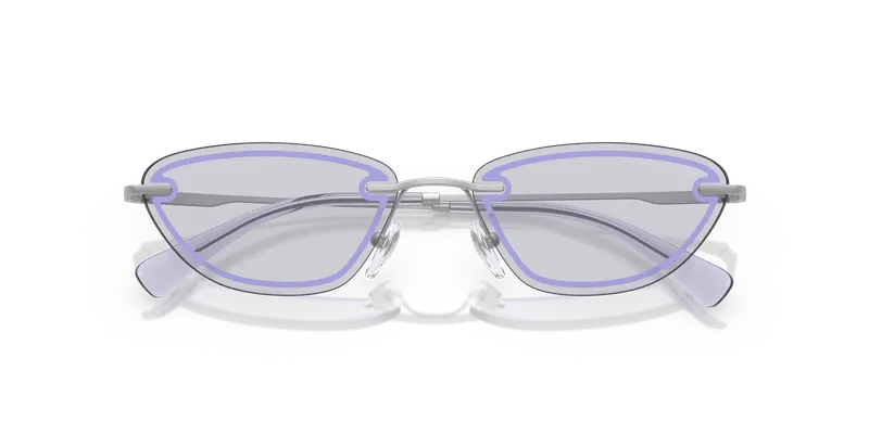 แว่นกันแดด Emporio Armani EA2158-30451A ระยะใกล้เลนส์ม่วงไลแลกทรงตาแมวกับโครงสีเงิน