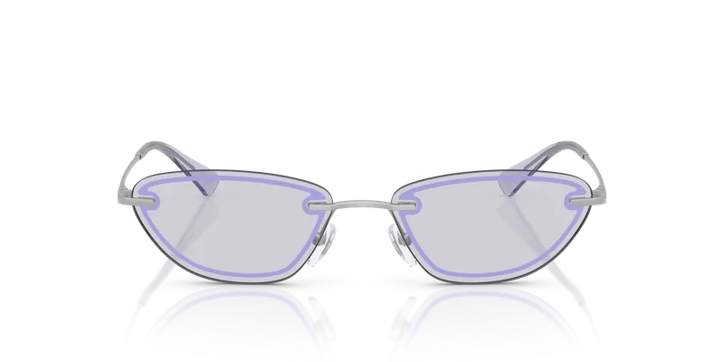 แว่นกันแดด Emporio Armani EA2158-30451A ด้านหน้าตาแมวไร้ขอบโครงสีเงินเลนส์ม่วงไลแลก
