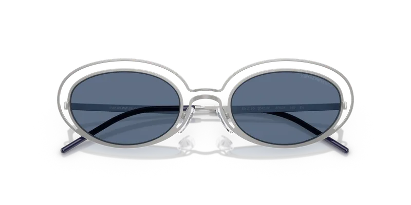 แว่นกันแดด Emporio Armani EA2160-304580 เงินด้าน รายละเอียดเลนส์น้ำเงินเข้มระยะใกล้
