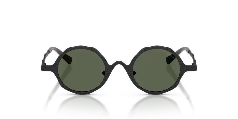 แว่นกันแดด Emporio Armani EA2166-3001/2 ด้านหน้าทรงกลมดำด้านเลนส์เขียวเข้ม