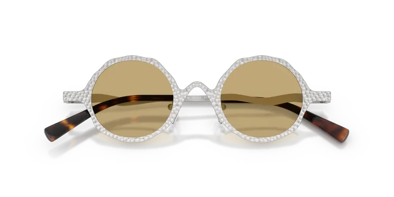 แว่นกันแดด Emporio Armani EA2166-3015/2 ระยะใกล้วงกรอบเงินด้านและสีเลนส์เขียว
