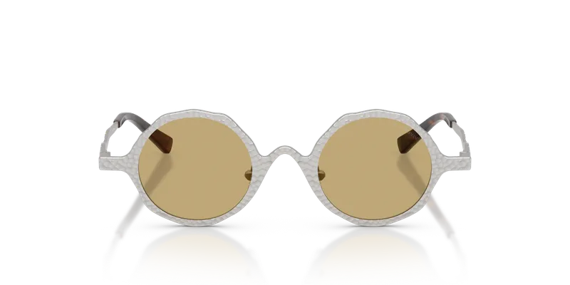แว่นกันแดด Emporio Armani EA2166-3015/2 ด้านหน้ากรอบวงกลมเงินด้านเลนส์เขียว