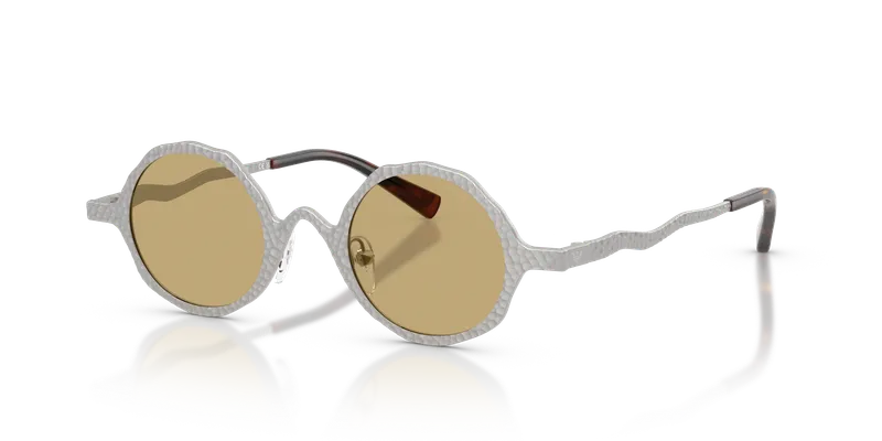 แว่นกันแดด Emporio Armani EA2166-3015/2 มุมเฉียงโลหะเงินด้านทรงกลมเต็มขอบกับเลนส์เขียว ไซซ์ 41