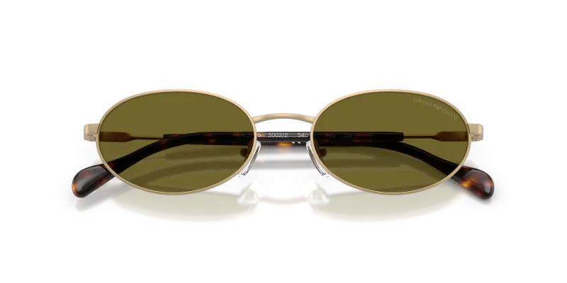 แว่นกันแดด Emporio Armani EA2175-3002/2 close-up ด้านหน้า ผิวโลหะทองอ่อนด้าน
