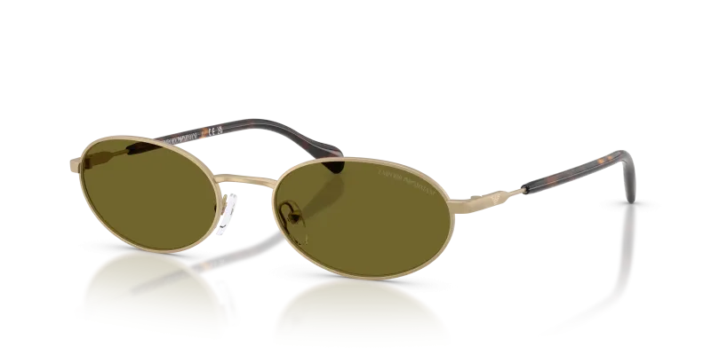 แว่นกันแดด Emporio Armani EA2175-3002/2 มุมเฉียง กรอบโลหะทรงวงรีสีทองอ่อนด้าน เลนส์สีเขียวเข้ม สำหรับผู้ชาย