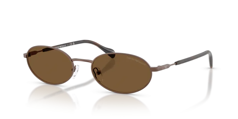 แว่นกันแดด Emporio Armani EA2175-300693 มุมเฉียง กรอบโลหะทรงวงรีสีทองแดงด้าน เลนส์สีน้ำตาล สำหรับผู้ชาย
