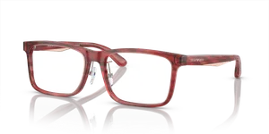 แว่นสายตา Emporio Armani EA3227F-6053 มุมเฉียงอะซิเตทบอร์โดซ์เงากับท็อปสีเทาควันบุหรี่ทรงหมอน ไซซ์ 56
