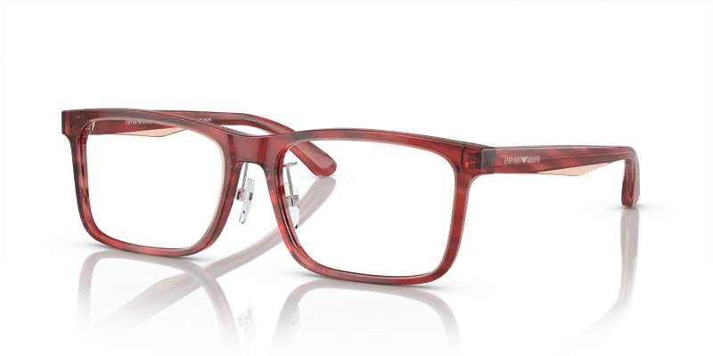 แว่นสายตา Emporio Armani EA3227F-6053 มุมเฉียงอะซิเตทบอร์โดซ์เงากับท็อปสีเทาควันบุหรี่ทรงหมอน ไซซ์ 56