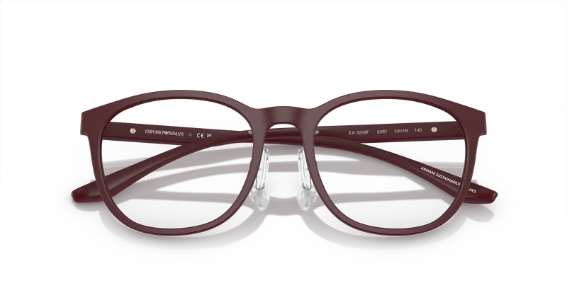 แว่นสายตา Emporio Armani EA3229F-5261 ระยะใกล้หน้ากรอบผิวด้านสีบอร์โดซ์