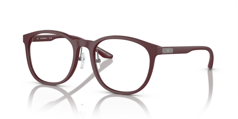 แว่นสายตา Emporio Armani EA3229F-5261 มุมเฉียงหน้าอะซิเตทบอร์โดซ์ด้านทรงแฟนทอส ไซซ์ 53