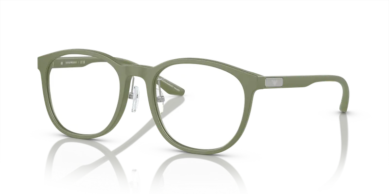 แว่นสายตา Emporio Armani EA3229F-5424 มุมเฉียงอะซิเตทเขียวเสจด้านเต็มขอบทรงแฟนทอส ไซซ์ 53
