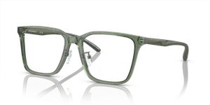 แว่นสายตา Emporio Armani EA3232D-6061 มุมเฉียงอะซิเตทเขียวมะกอกโปร่งใสผิวเงากับขาเขียวด้าน ไซซ์ 56