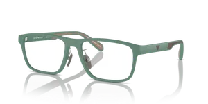แว่นสายตา Emporio Armani EA3233F-6102 มุมเฉียงหน้ากรอบเขียวด้านกับขาเขียวด้านและสีเฮเซลนัท ไซซ์ 56