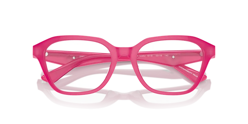 แว่นสายตา Emporio Armani EA3235U-6118 ฟูเชียโอปอลประกาย รายละเอียดหน้ากรอบระยะใกล้