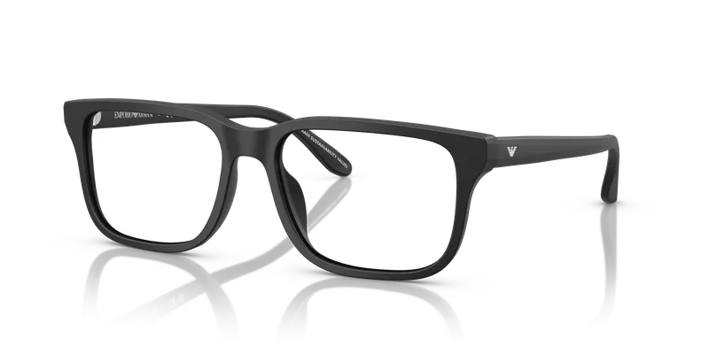 แว่นสายตา Emporio Armani EA3250U-5017 มุมเฉียงกรอบอะซิเตทดำด้านทรงสี่เหลี่ยมผืนผ้า ไซซ์ 56