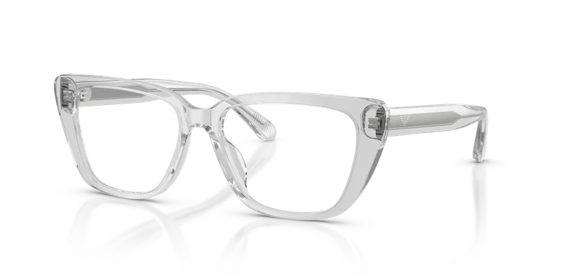 แว่นสายตา Emporio Armani EA3256U-6250 มุมเฉียงกรอบอะซิเตทคริสตัลประกายทรงตาแมวเต็มขอบ ไซซ์ 54