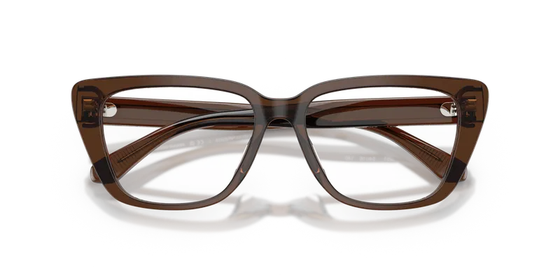 แว่นสายตา Emporio Armani EA3256U-6251 ระยะใกล้น้ำตาลโปร่งใสผิวขัดเงาบนหน้าแว่น