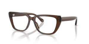 แว่นสายตา Emporio Armani EA3256U-6251 มุมเฉียงอะซิเตทน้ำตาลโปร่งใสประกายทรงตาแมวเต็มขอบ ไซซ์ 54