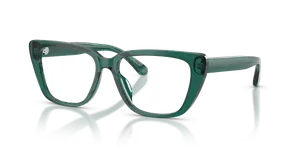แว่นสายตา Emporio Armani EA3256U-6252 มุมเฉียงอะซิเตทเขียวใสมันเงาทรงตาแมว มีไซซ์ 52 และ 54