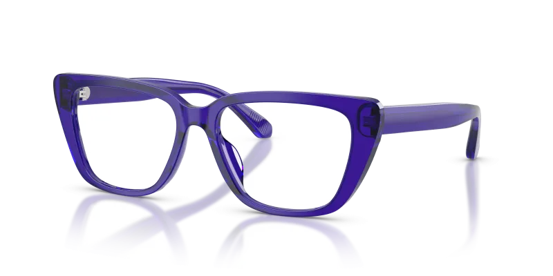 กรอบแว่นสายตา Emporio Armani EA3256U-6253 Shiny Transparent Purple แว่นสายตา Emporio Armani EA3256U-6253 มุมเฉียง กรอบตาแมวสีม่วงโปร่งใสประกาย สำหรับผู้หญิง