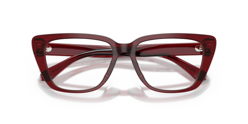 แว่นสายตา Emporio Armani EA3256U-6254 ระยะใกล้บอร์โดโปร่งใสผิวขัดเงาของกรอบ